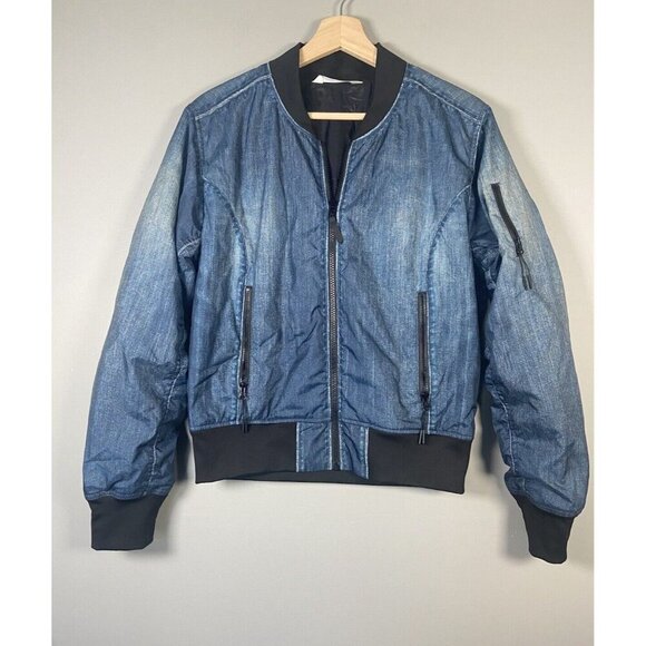 North Face Heatseeker Jacket Bomber Jacket Size M Blue Denim-Look Zip Up Street - Picture 1 of 12